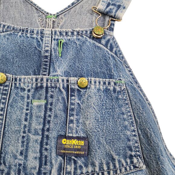 Oshkosh B'Gosh Mens Vintage Denim Bib Overalls Size 40X30 Blue Jean Destroyed - Picture 3 of 16
